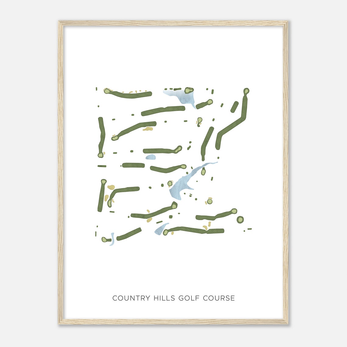 Country Hills Golf Course Modern Watercolor Course Map Poster - Image 2