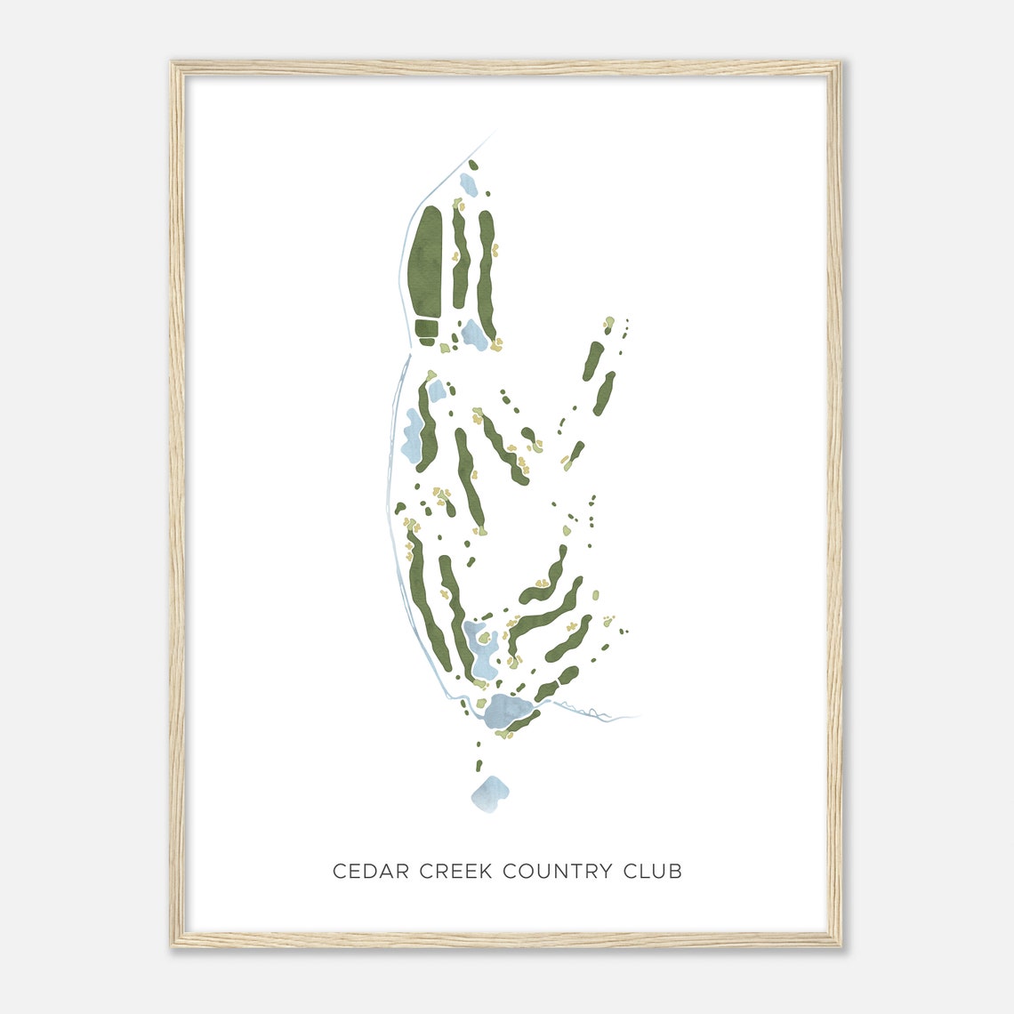 Cedar Creek Country Club Minimalist Watercolor Golf Course Map Poster - Image 2
