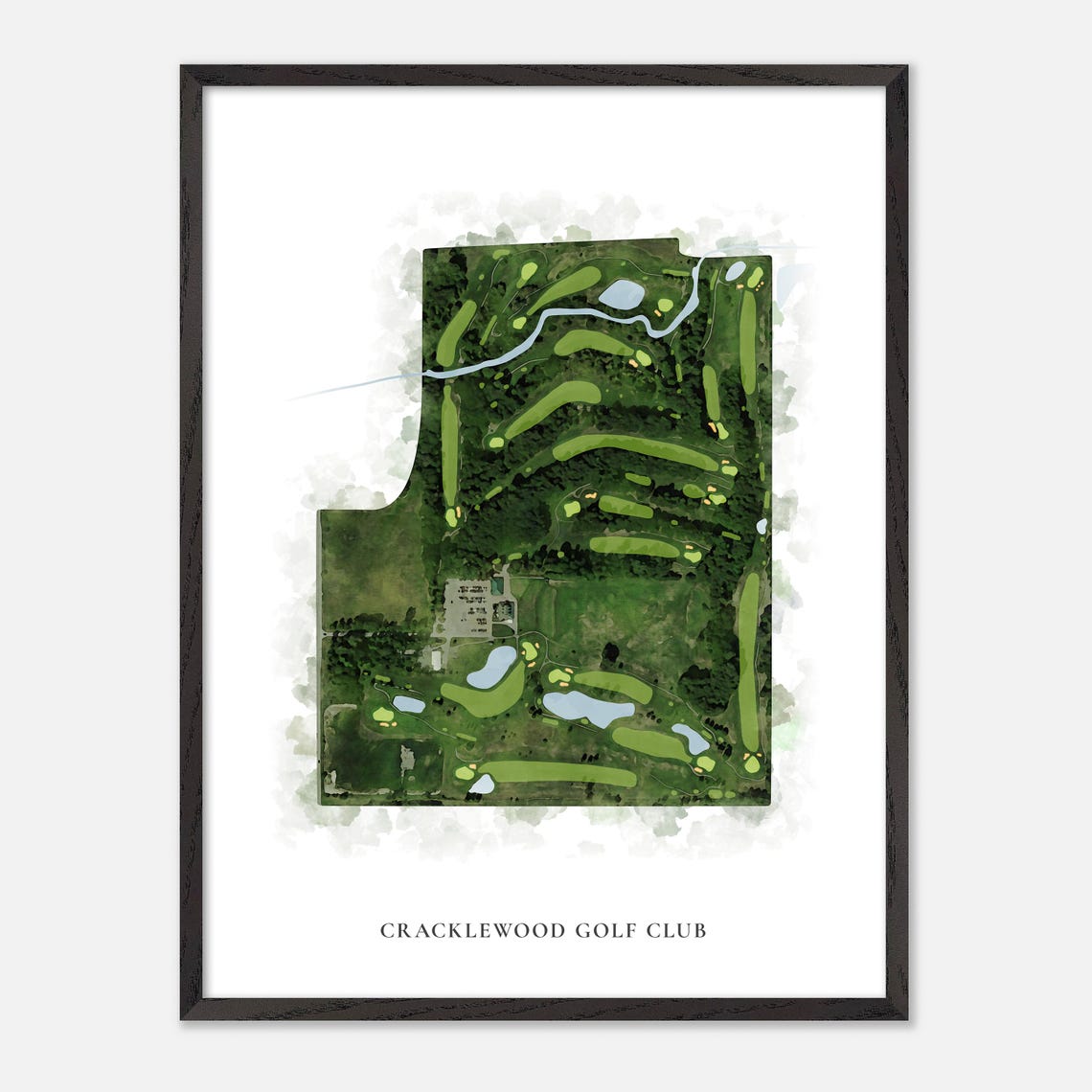 Cracklewood Golf Club Classic Watercolor Aerial Map Art Poster - Image 3