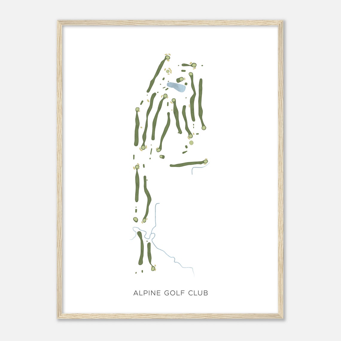 Alpine Golf Club Mountain Watercolor Course Map Golfer Gift Poster