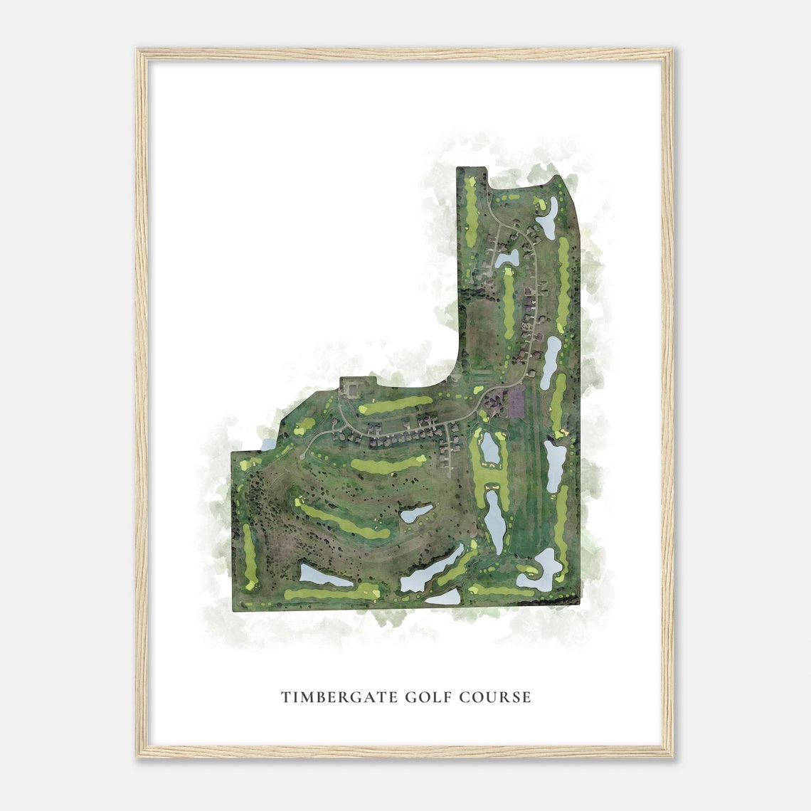 Timbergate Golf Course Watercolor Aerial Map Golfer Gift Poster - Image 2