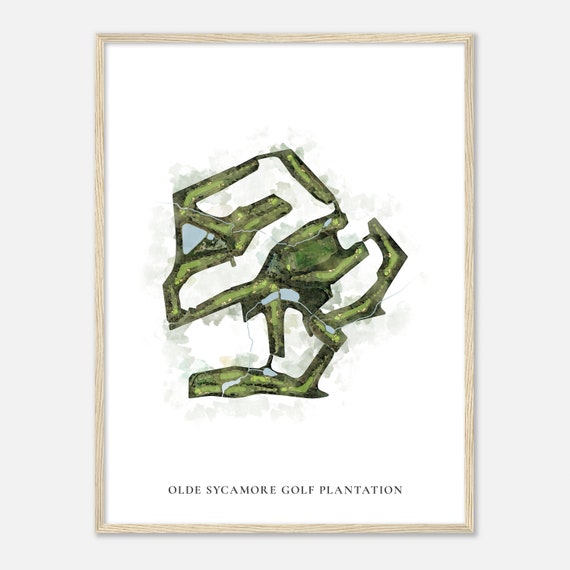 Olde Sycamore Golf Plantation North Carolina Classic Watercolor Map Golfer Gift Golf Wall Art Golf Poster Print Course Layout