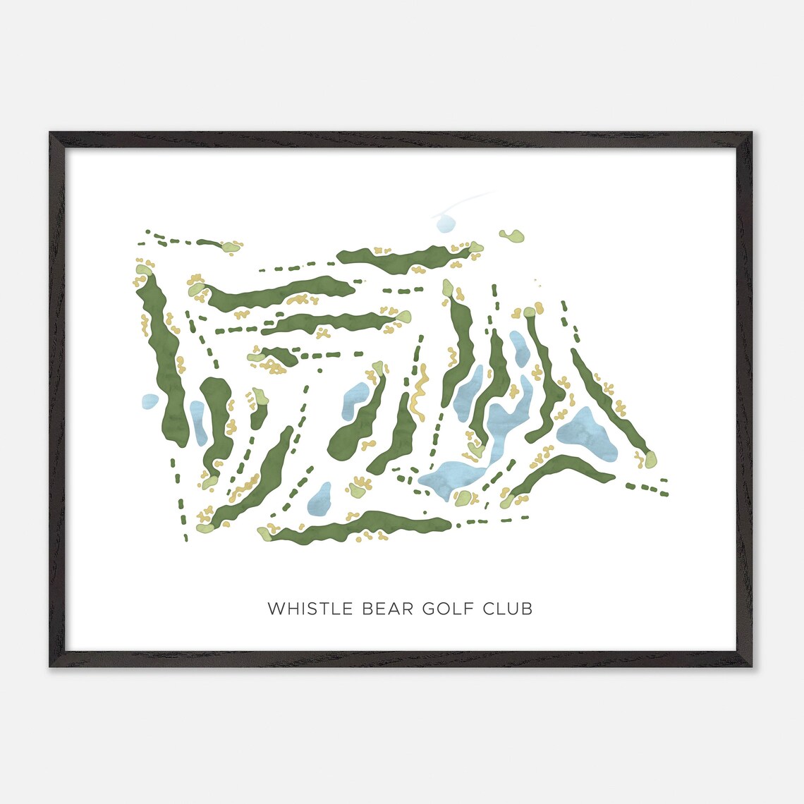 Whistle Bear Golf Club Modern Minimalist Watercolor Golf Map Poster - Image 4