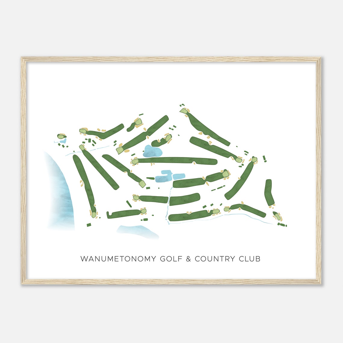 Wanumetonomy Golf and Country Club Rhode Island Modern Map Poster