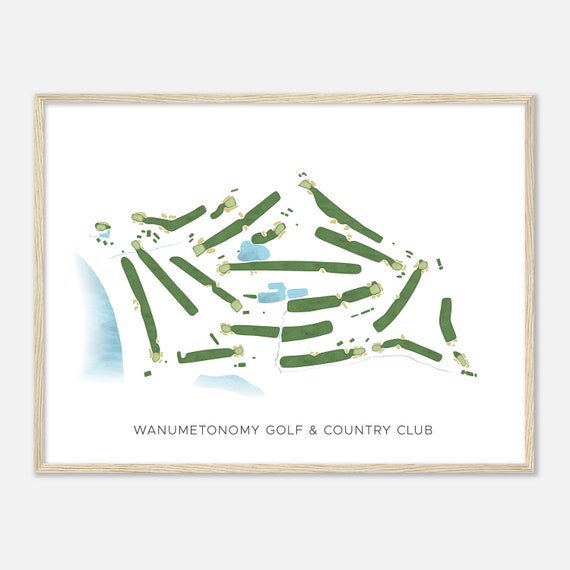 Wanumetonomy Golf Country Club Rhode Island Modern Watercolor Map Golfer Gift Golf Wall Art Golf Poster Print Course Layout