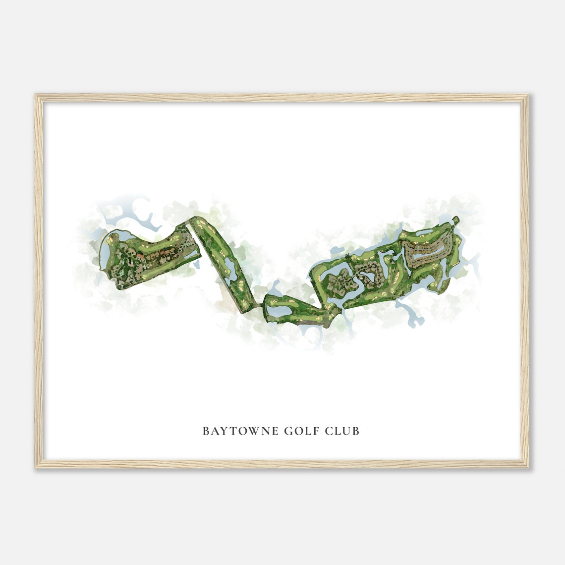 Baytowne Golf Club Florida Classic Watercolor Course Map Poster - Image 2