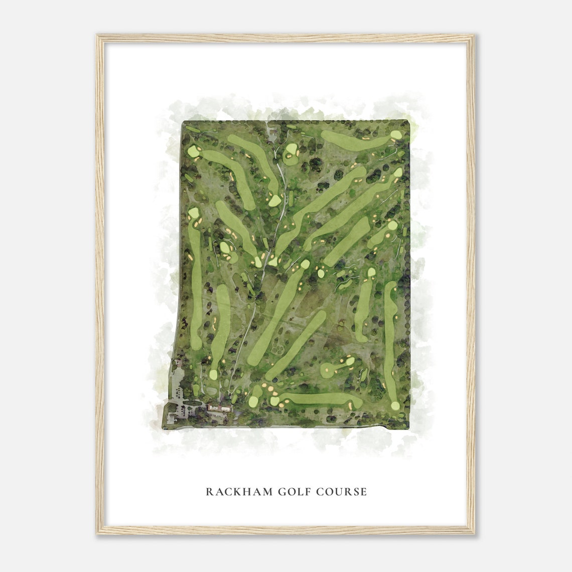 Rackham Golf Course Full Layout Watercolor Aerial Map Poster - Image 2