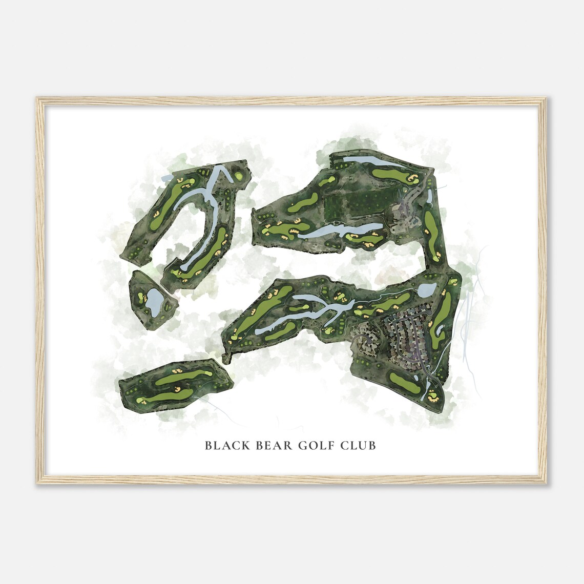 Lovely Black Bear Golf Club Classic Watercolor Map Poster Art