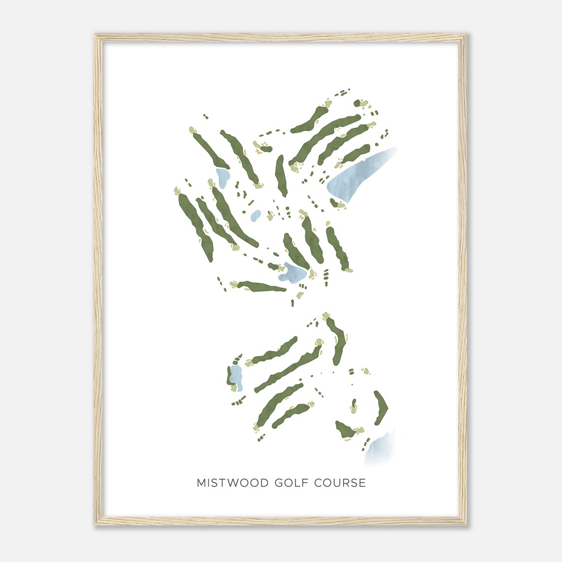 Mistwood Golf Course Michigan Modern Watercolor Golf Course Map Poster - Image 2
