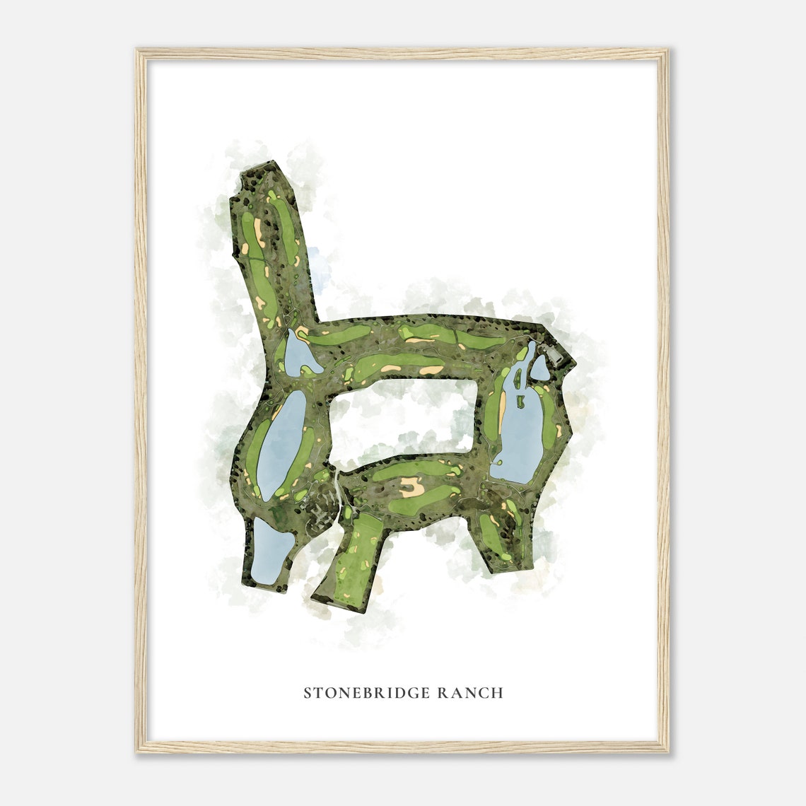 Stonebridge Ranch Texas Classic Watercolor Golf Course Map Poster
