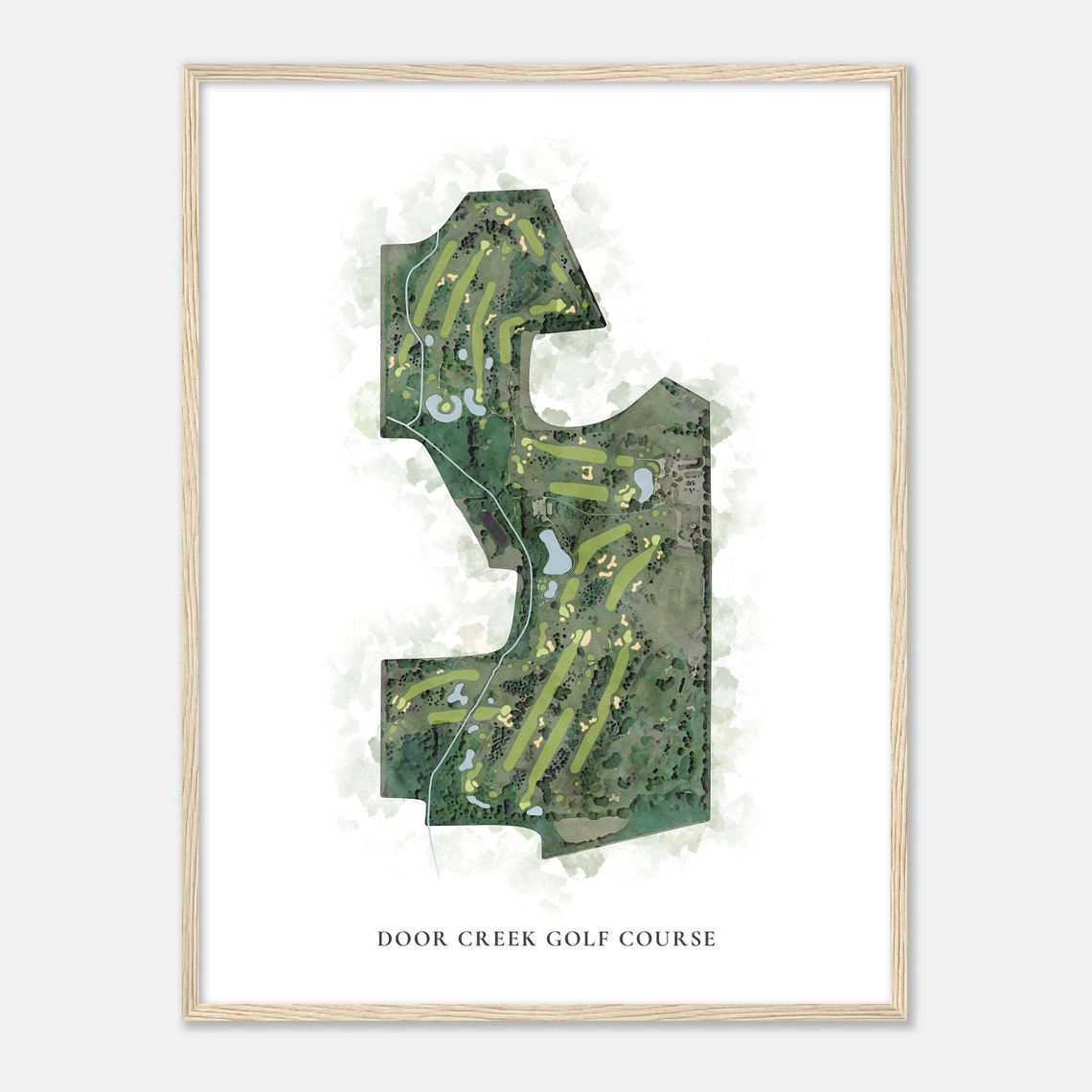Door Creek Golf Course Watercolor Aerial Course Layout Poster - Image 2