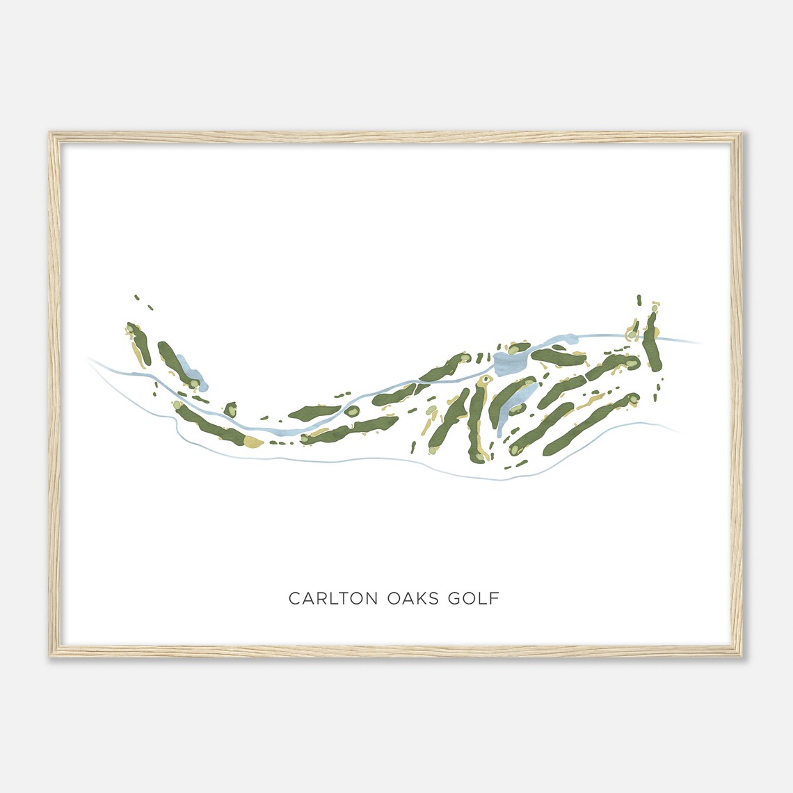 Carlton Oaks Golf California Modern Watercolor Map Golfer Gift Golf Wall Art Golf Poster Print Course Layout