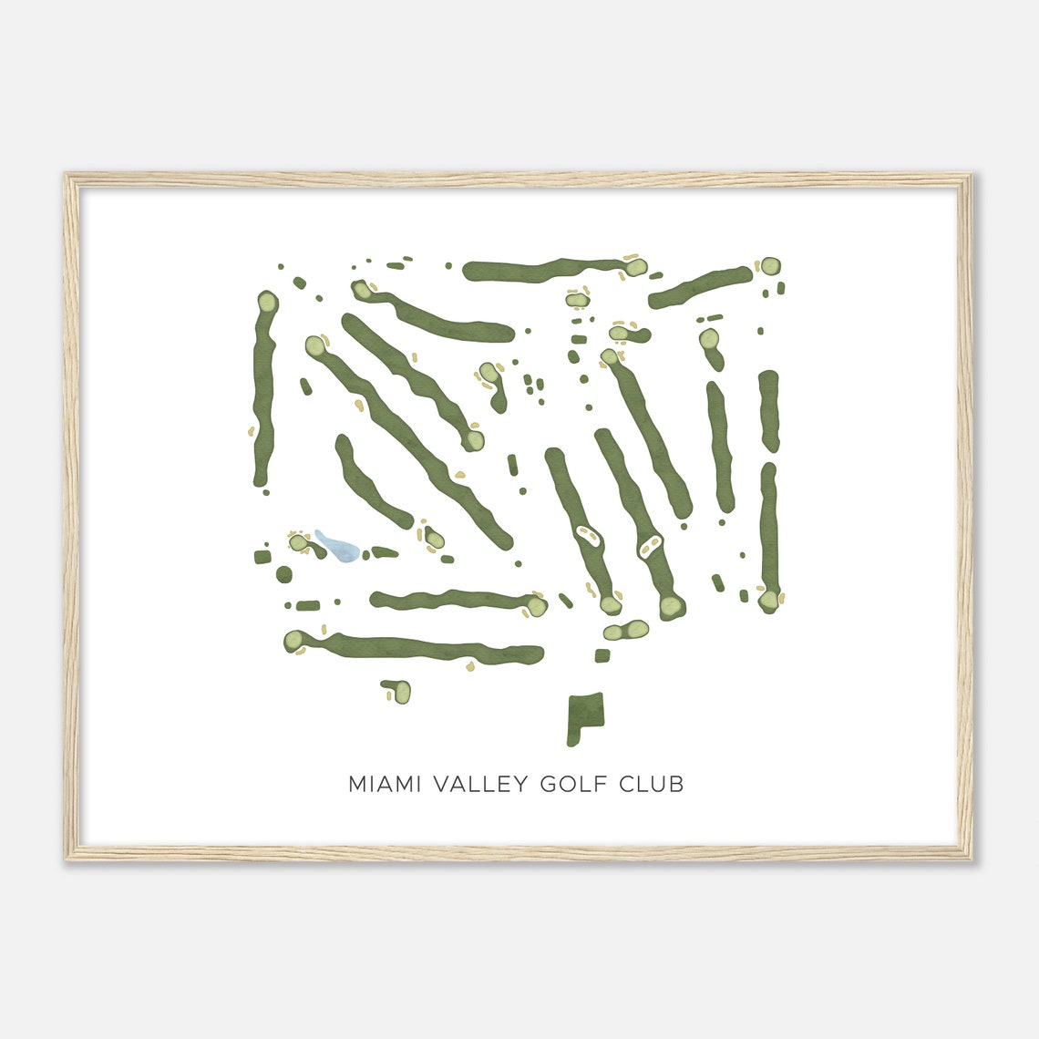 Miami Valley Golf Club Modern Minimalist Watercolor Map Poster