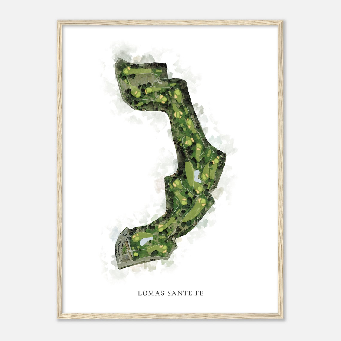 Lomas Sante Fe Classic Watercolor Arched Course Map Golfer Poster - Image 2