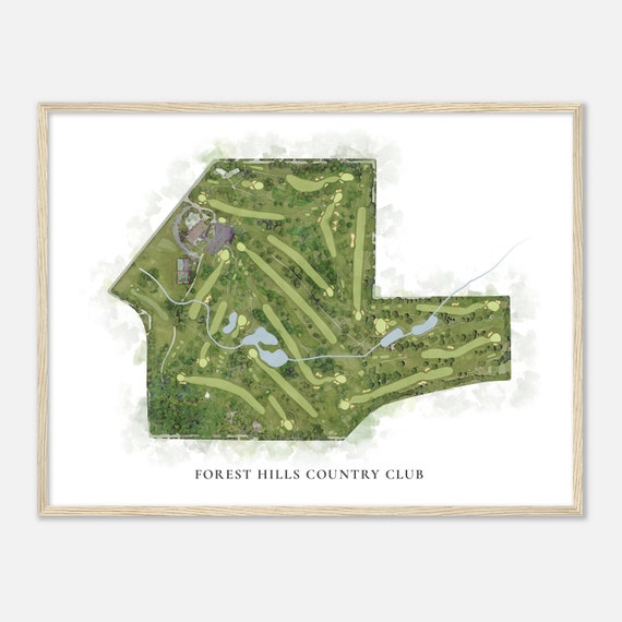 Forest Hills Country Club Illinois Classic Watercolor Map Golfer Gift Golf Wall Art Golf Poster Print Course Layout