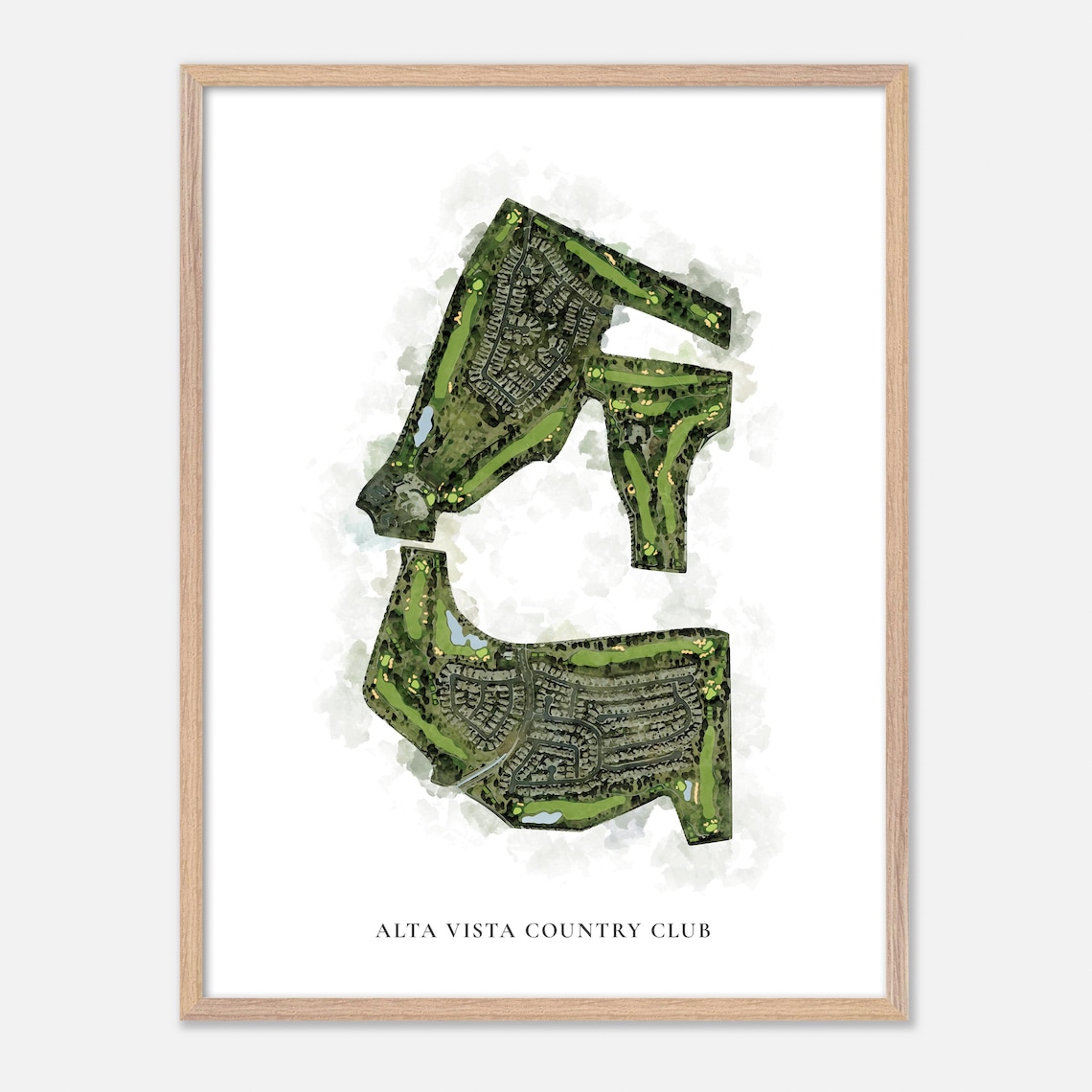 Alta Vista Country Club Placentia California Classic Watercolor Golf Map Poster - Image 6