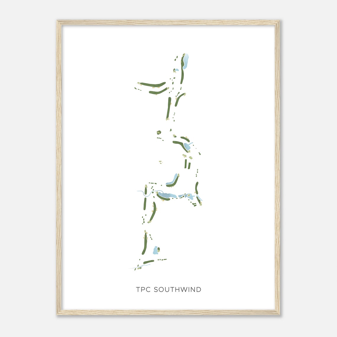 TPC Southwind Tennessee Modern Watercolor Golf Course Map Poster