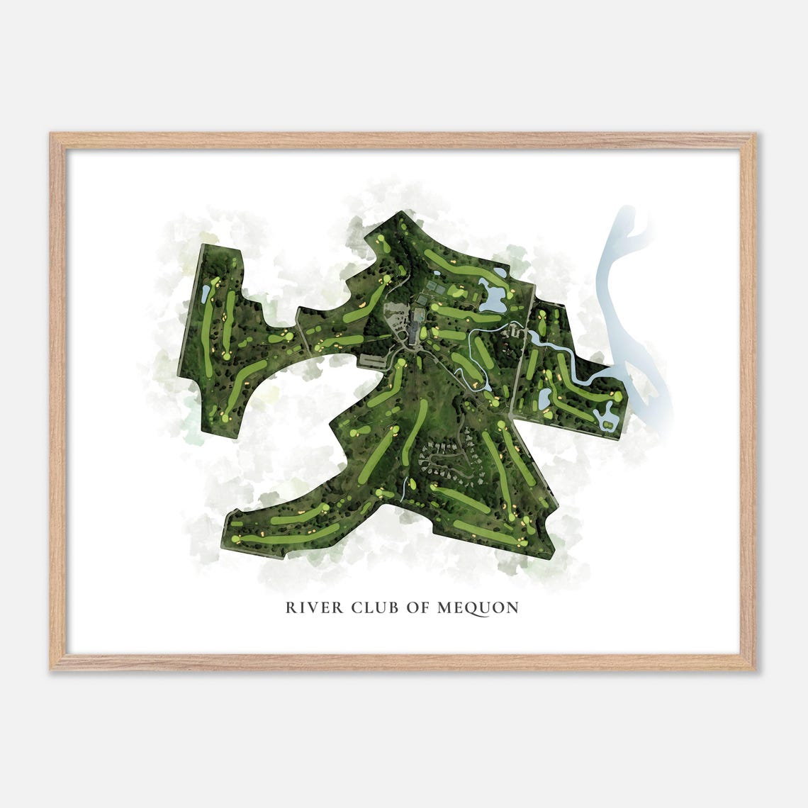 River Club of Mequon Classic Aerial Watercolor Course Map Art Poster