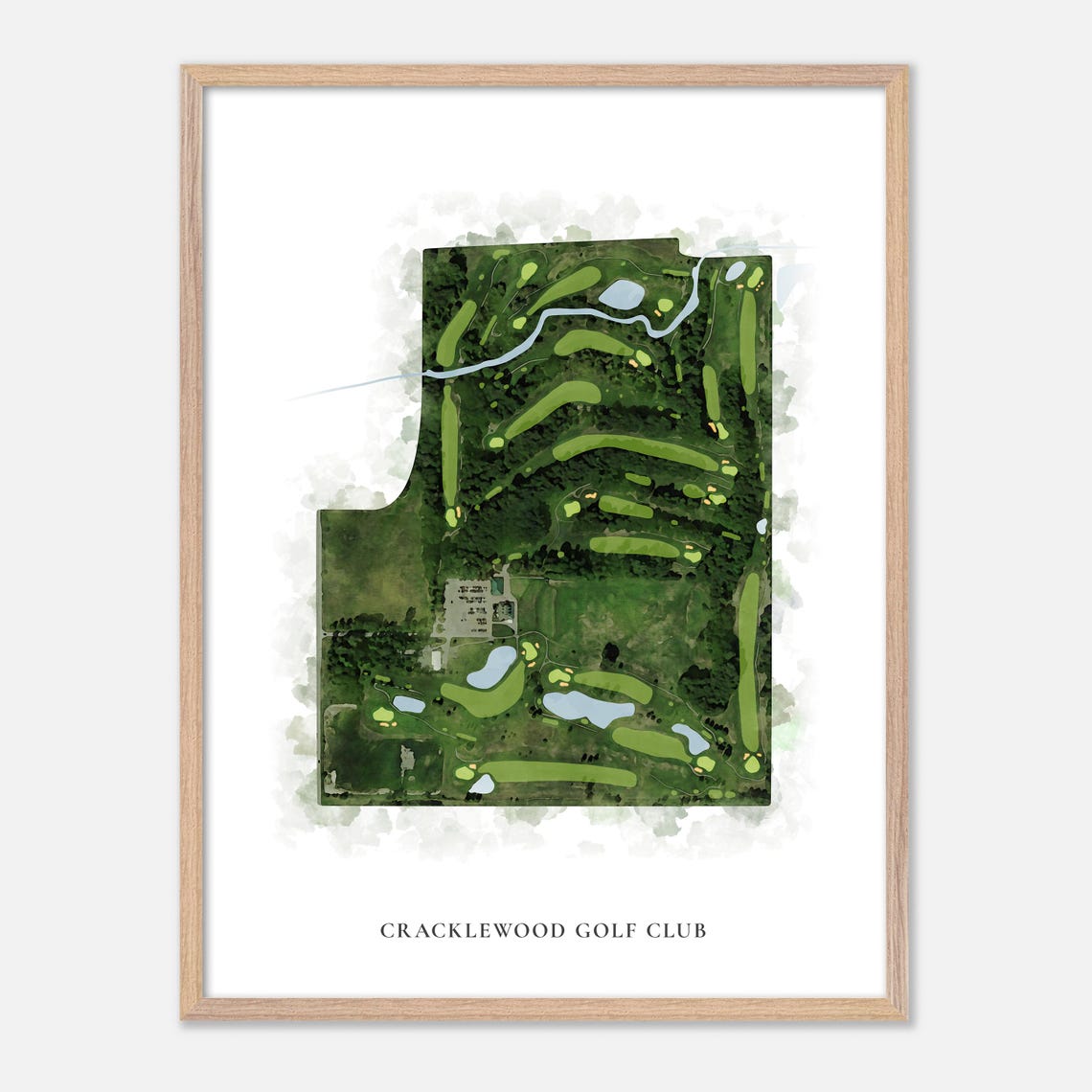 Cracklewood Golf Club Classic Watercolor Aerial Map Art Poster - Image 6