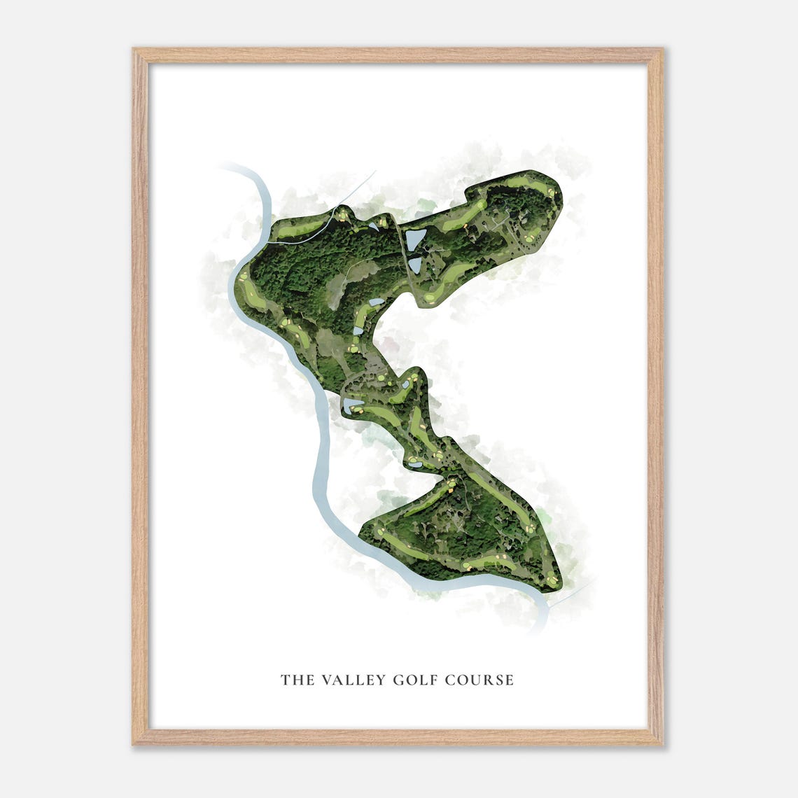 The Valley Golf Course Watercolor Aerial Map Green Fairways Art Poster - Image 6