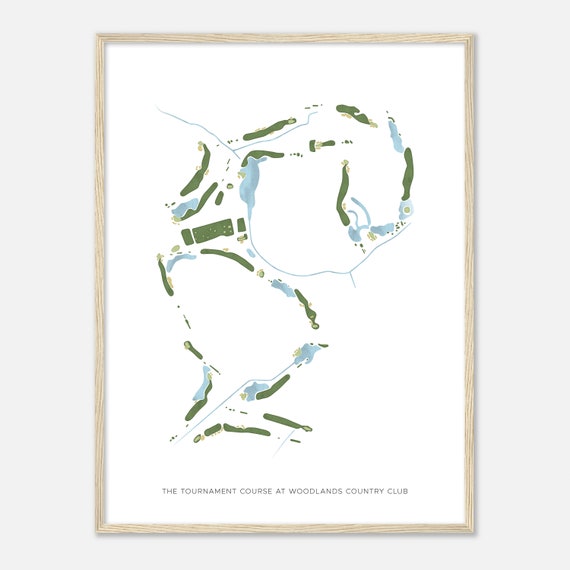 The Tournament Course At Woodlands Country Club Texas Modern Watercolor Map Golfer Gift Golf Wall Art Golf Poster Print