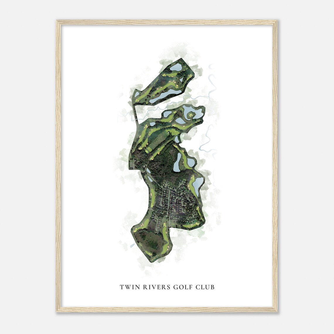 Twin Rivers Golf Club Florida Watercolor Map Art Print - Image 2