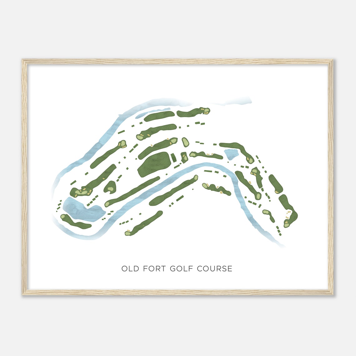 Old Fort Golf Course Modern Watercolor Golf Course Map Poster