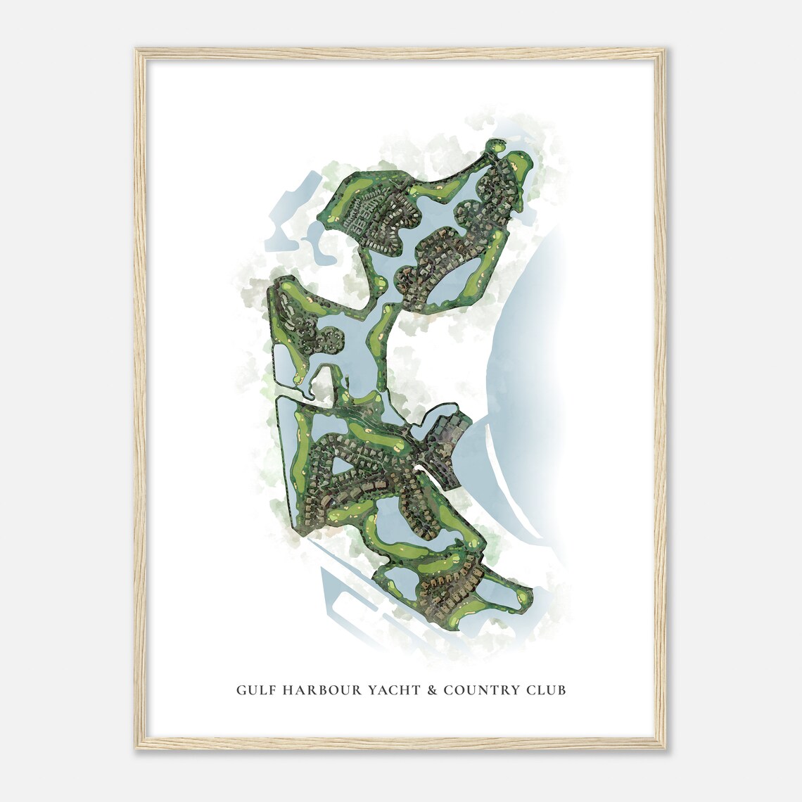 Gulf Harbour Yacht Country Club Florida Watercolor Map