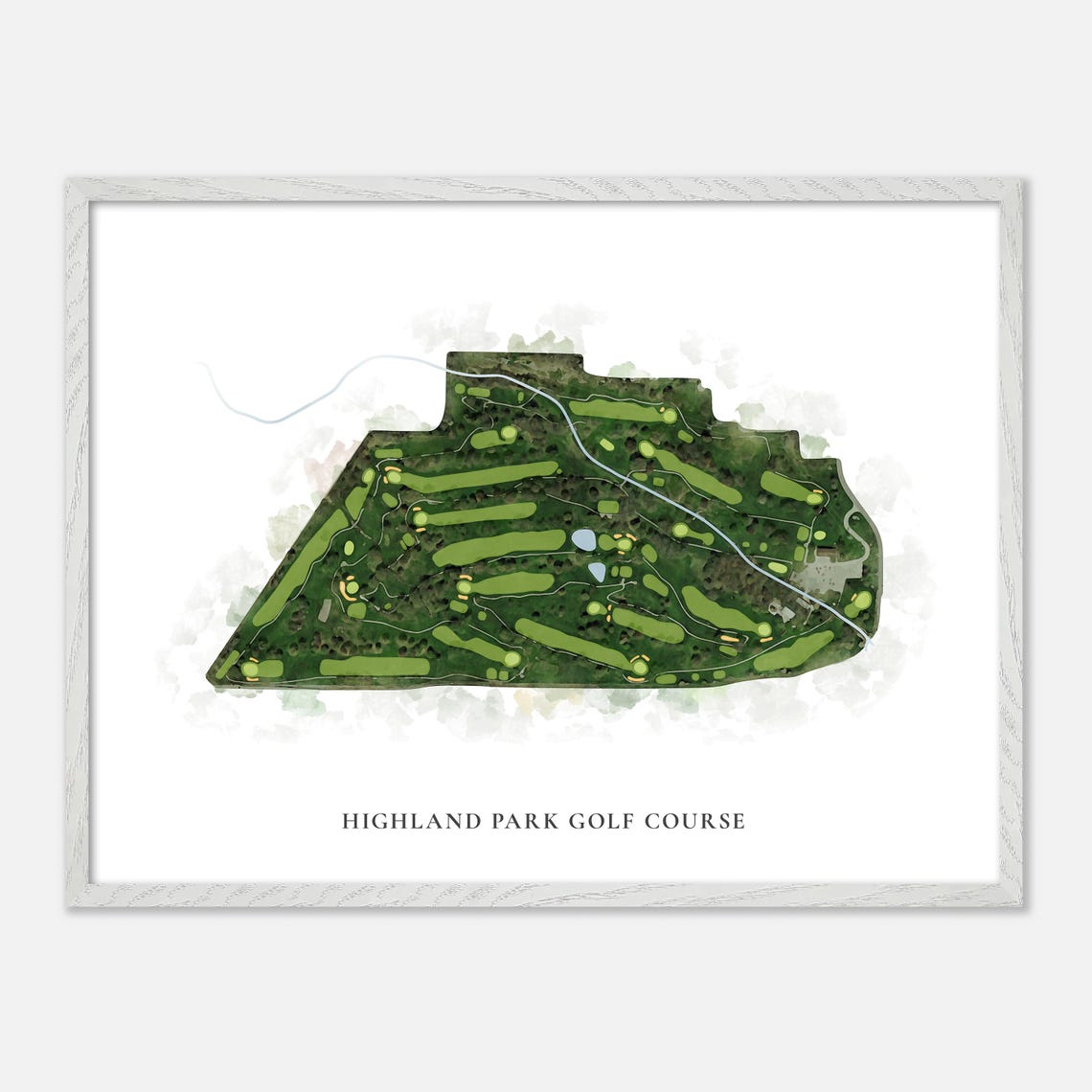 Highland Park Golf Course Watercolor Map Art Golfer Gift Poster - Image 4