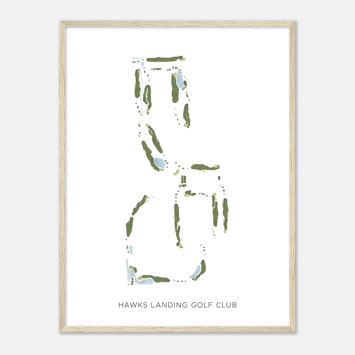 Hawks Landing Golf Club Minimalist Watercolor Course Map Poster