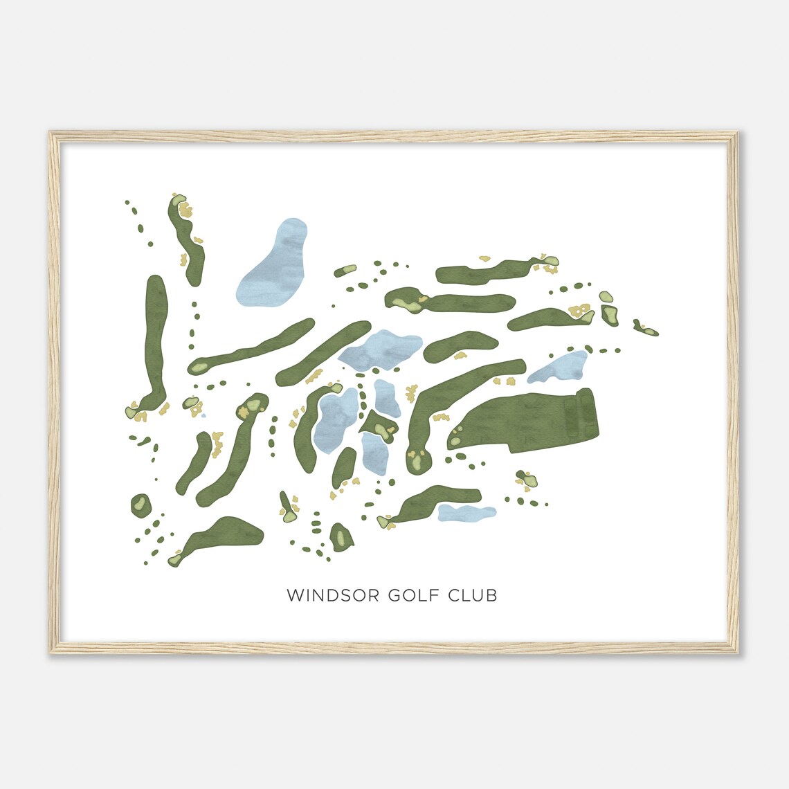 Windsor Golf Club California Modern Watercolor Map Golfer Gift Golf Wall Art Golf Poster Print Course Layout