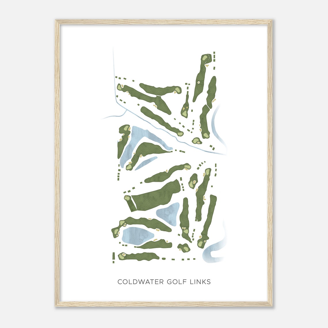 Coldwater Golf Links Modern Minimalist Course Layout Map Poster