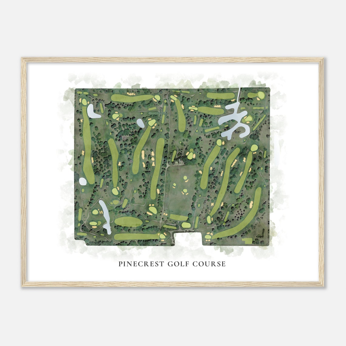 Pinecrest Golf Course Illinois Classic Watercolor Map Poster - Image 2