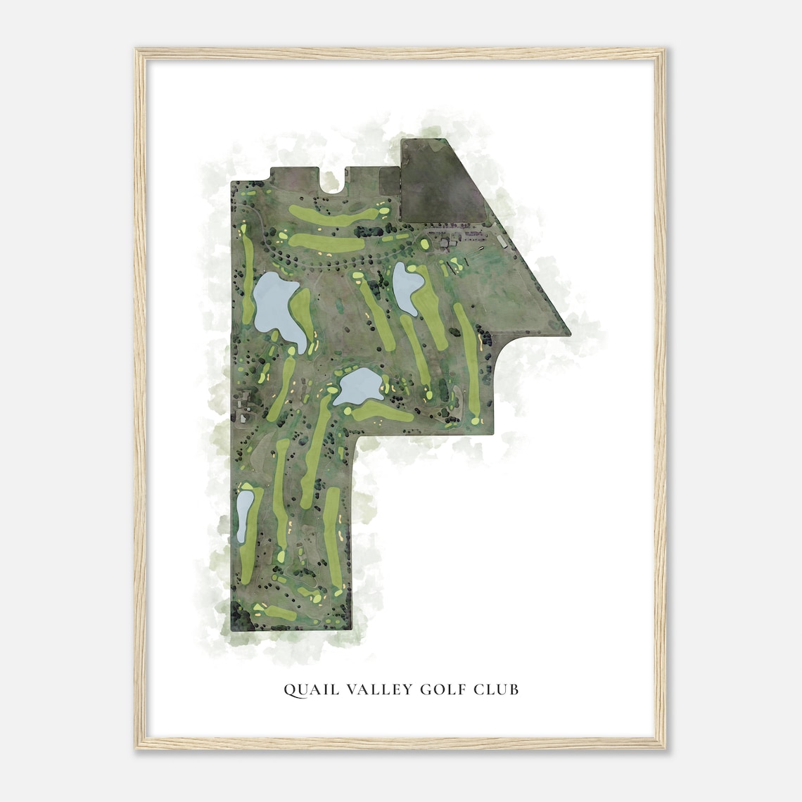 Quail Valley Golf Club Classic Detailed Watercolor Map Print - Image 2