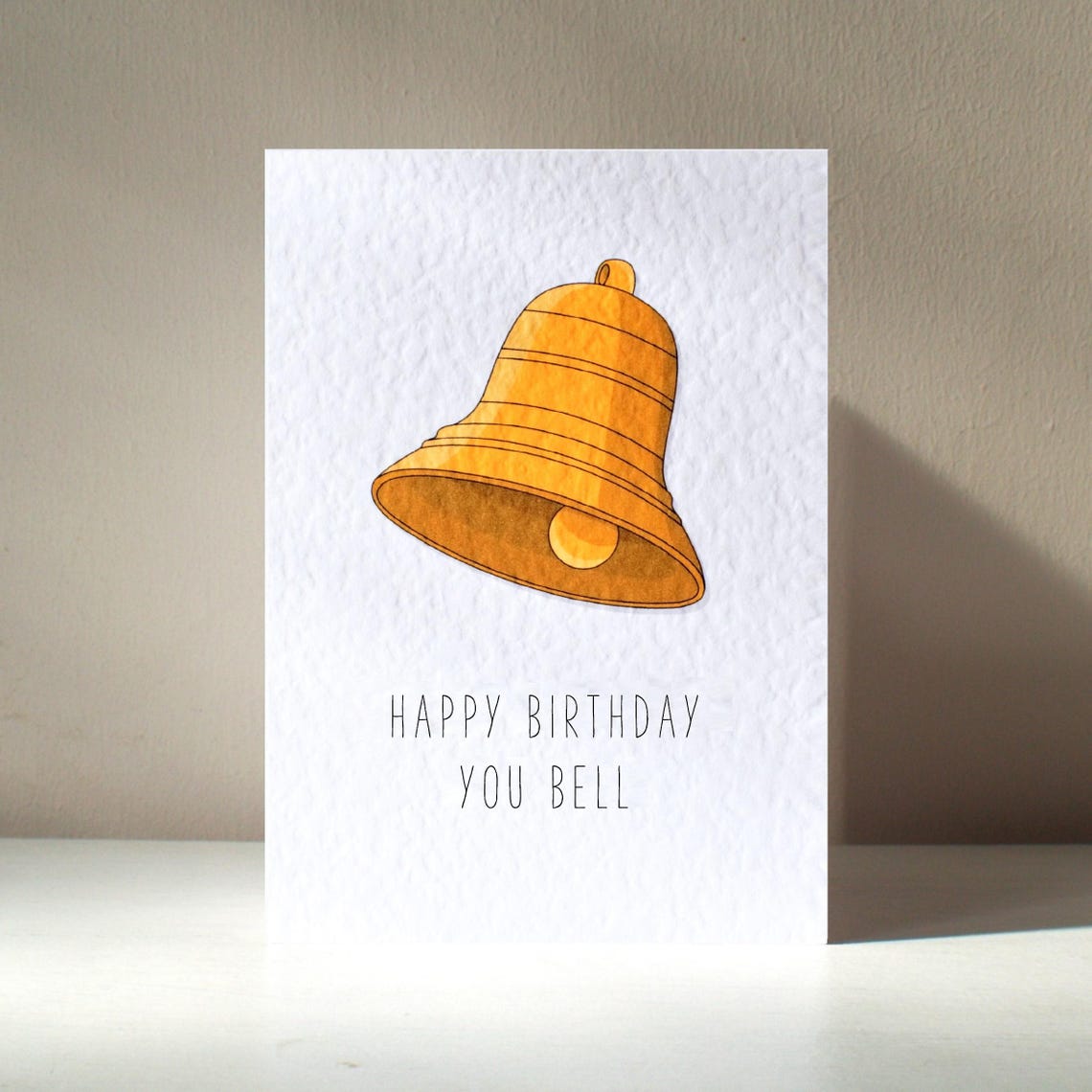 Golden Bell Illustration Happy Birthday You Bell Cheeky Card Poster