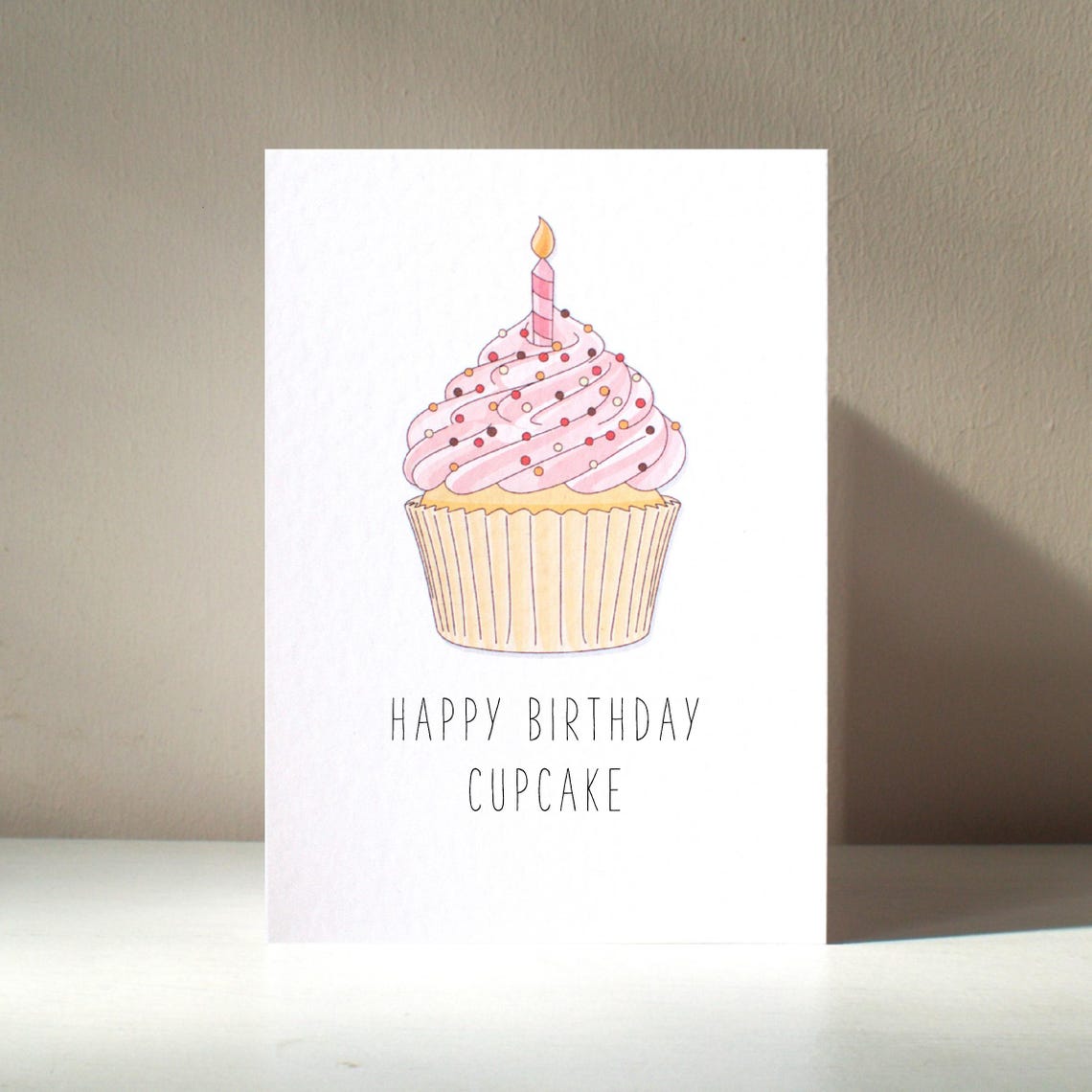 Happy Birthday Cupcake Pink Sprinkle Birthday Card Art Poster