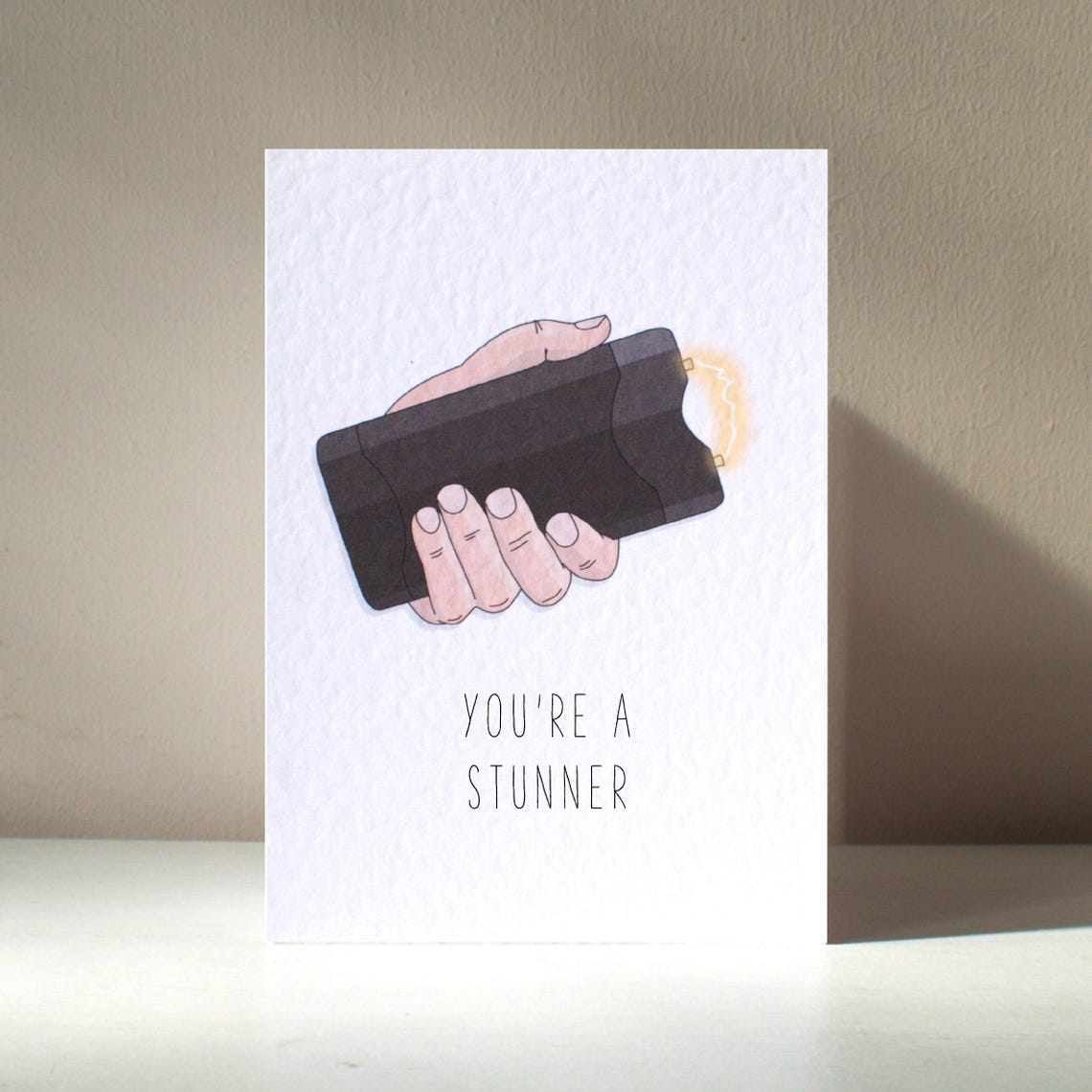 You Are A Stunner Funny Electric Stun Gun Pun Valentine Card Poster