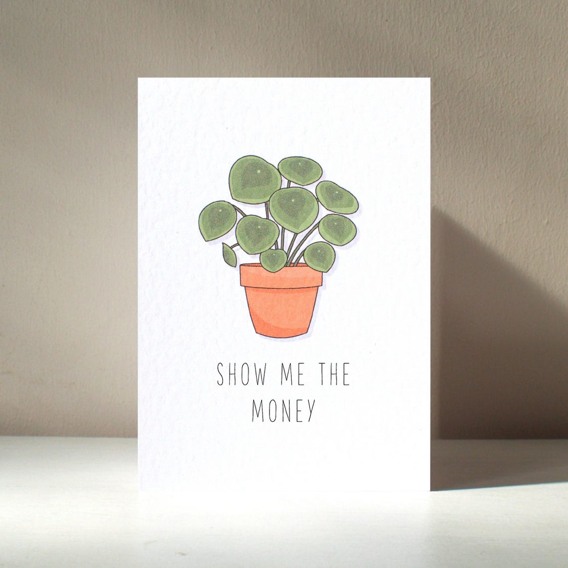 Show Me The Money Pilea Chinese Money Plant Funny Pun Card Poster
