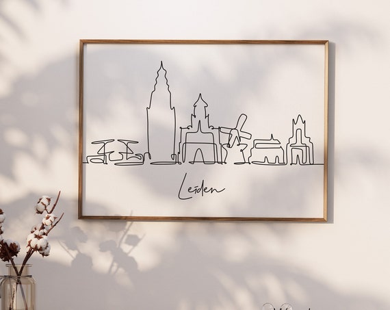 Leiden Skyline Horizontal Art Skyline Home Decor Instant Leiden Travel Wall Art Wall Art