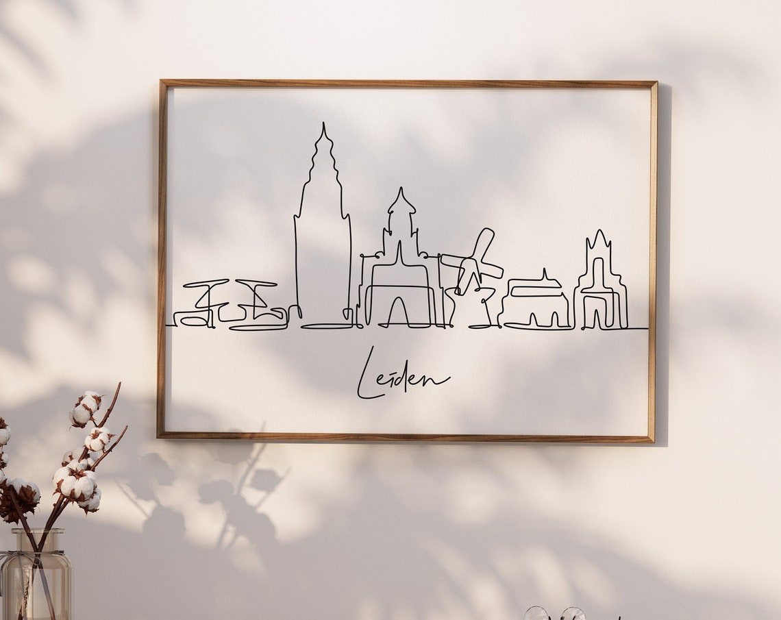 Leiden Skyline Horizontal Art Skyline Home Decor Instant Leiden Travel Wall Art Wall Art
