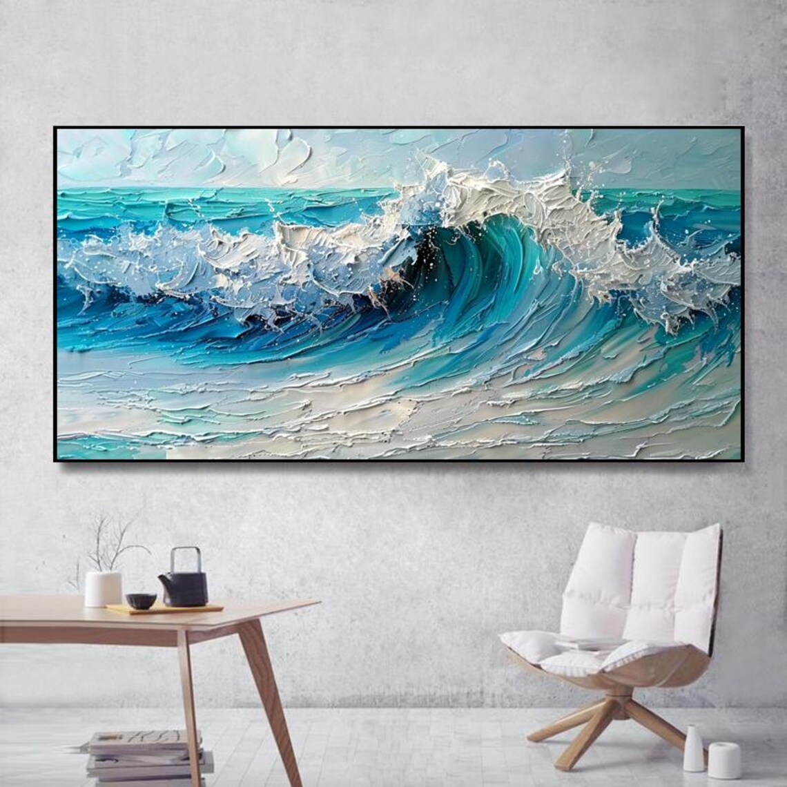 Abstract Seascape, Textured Wave Wall Art Print
