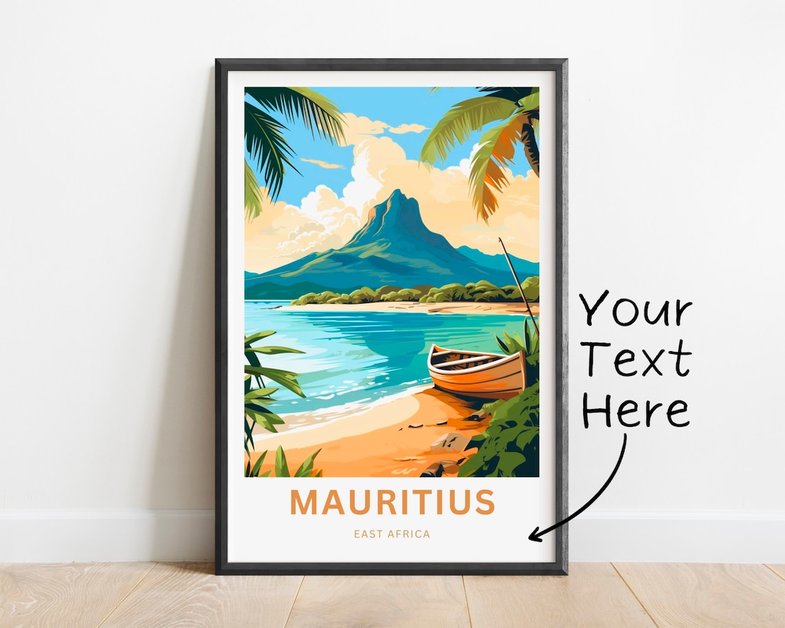 Personalized Mauritius Travel Poster, Africa Wall Art