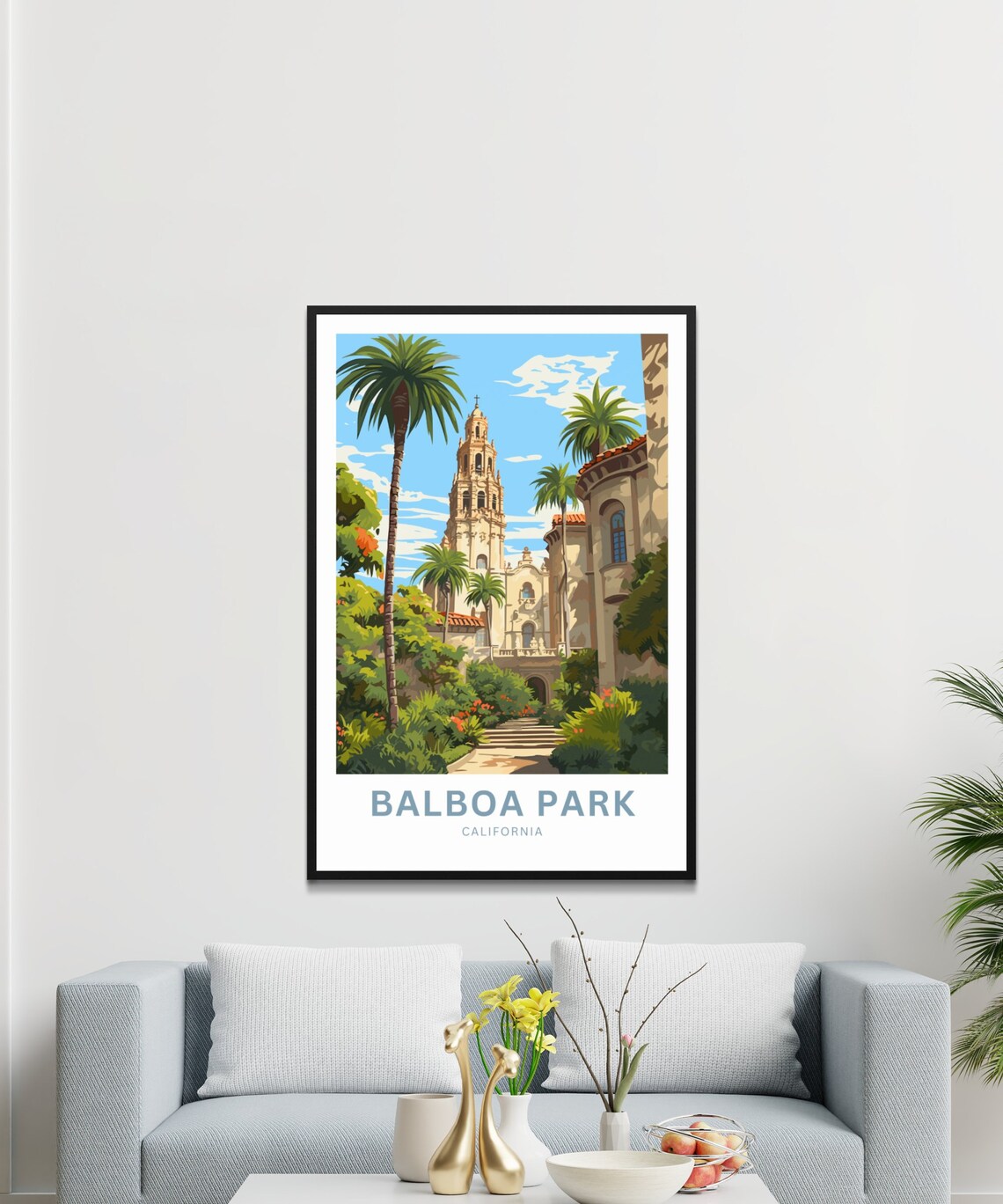 Balboa Park California Spanish Tower Palm Garden Art Travel Poster - Image 3