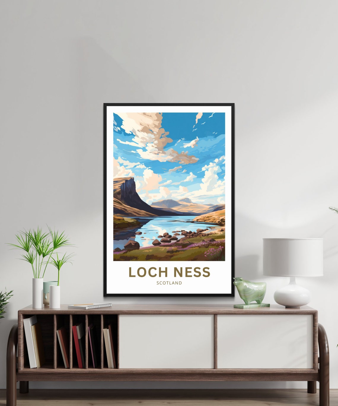 Loch Ness Misty Lake Scottish Highlands Scotland Travel Poster - Image 2