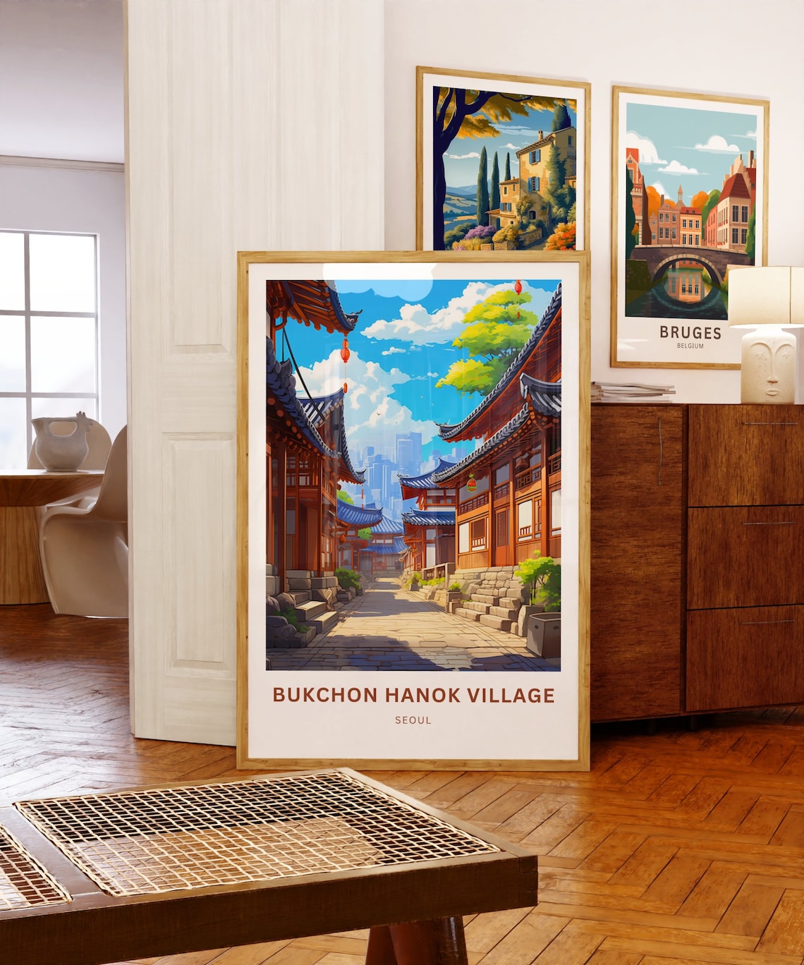 Bukchon Hanok Village Seoul Traditional Alley Lantern View Poster - Image 5