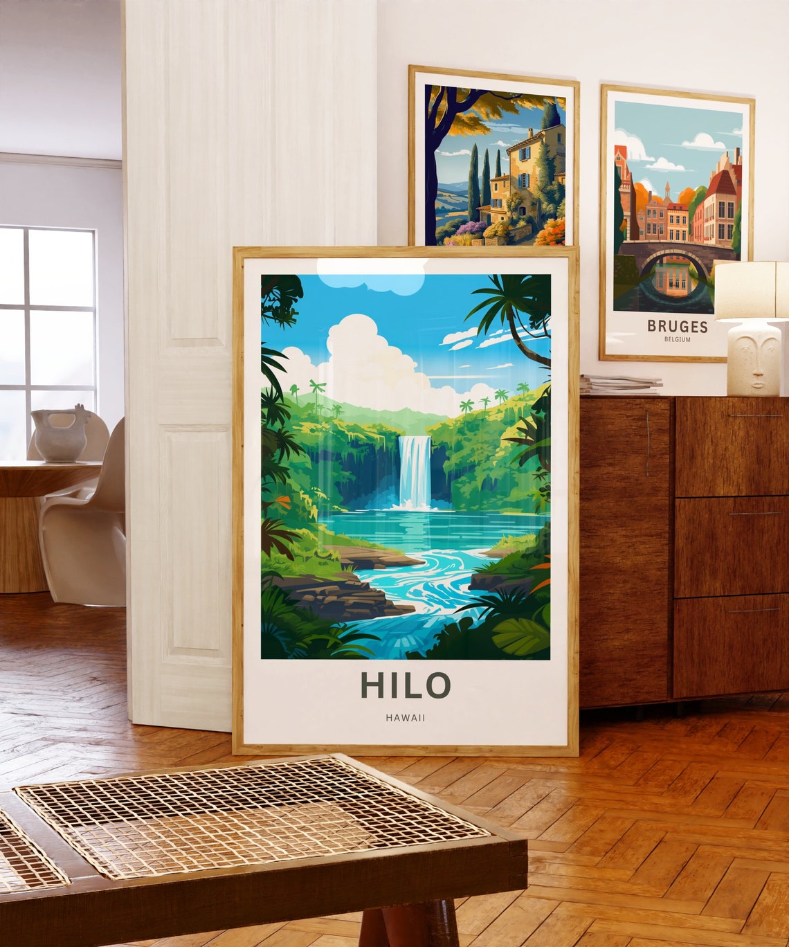 Hilo Hawaii Tropical Waterfall Palm Trees Vintage Travel Poster - Image 5