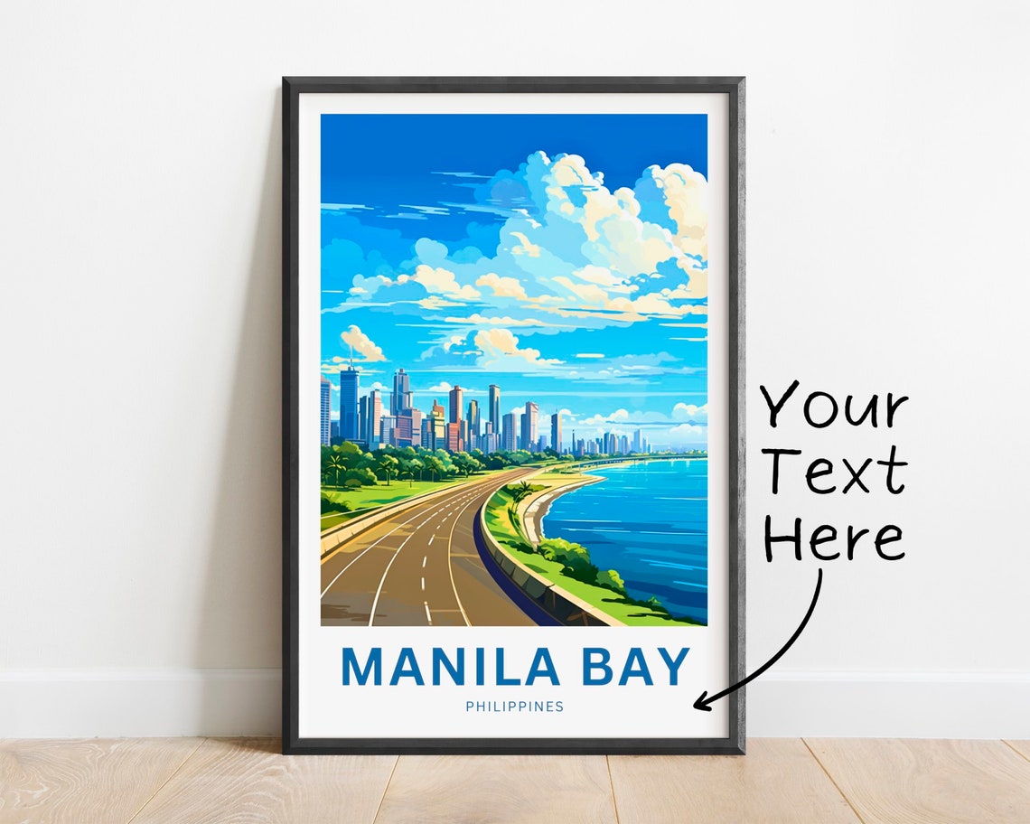Personalized Manila Bay Philippines Skyline Custom Text Poster