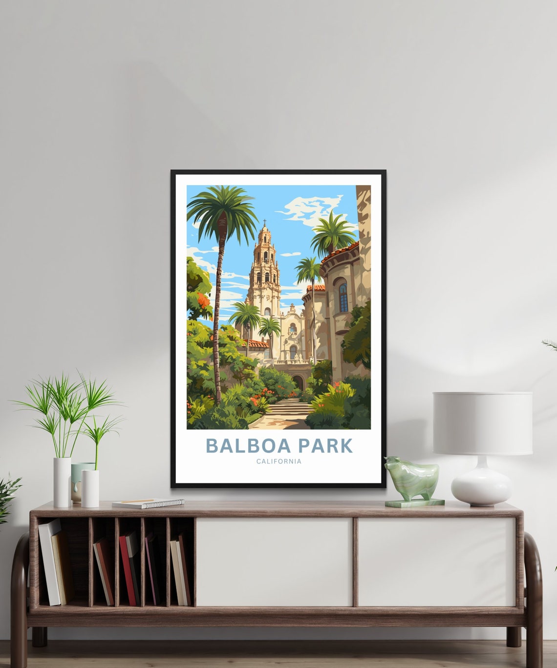 Balboa Park California Spanish Tower Palm Garden Art Travel Poster - Image 2