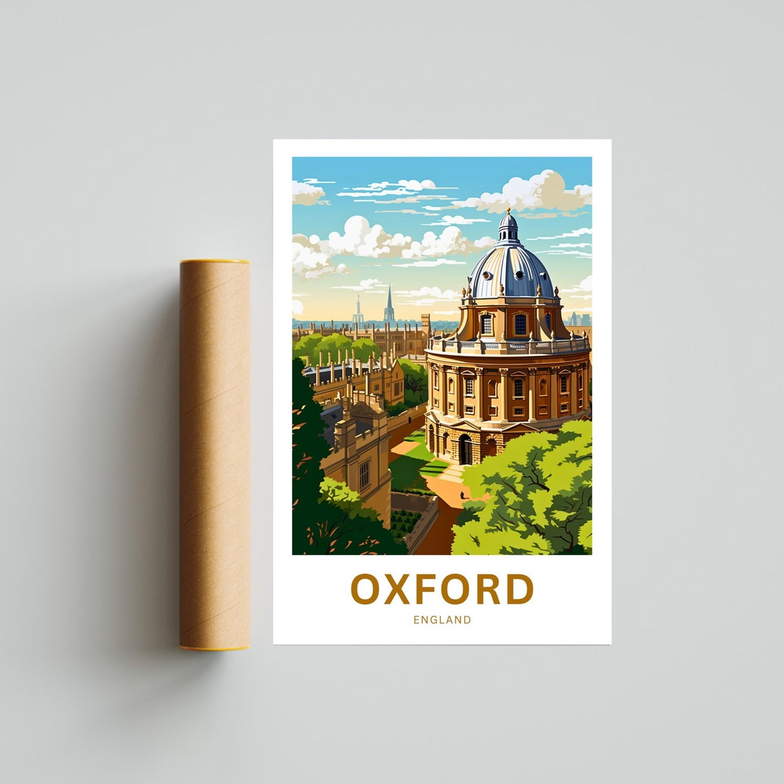 Oxford England Radcliffe Camera Dome University Spires Vintage Poster - Image 4