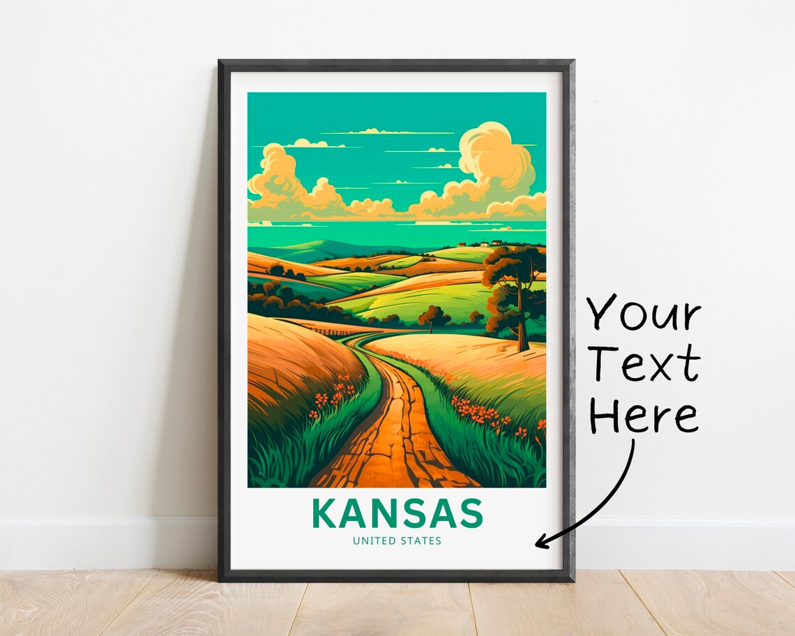 Personalized Kansas Rolling Hills Country Road Travel Poster